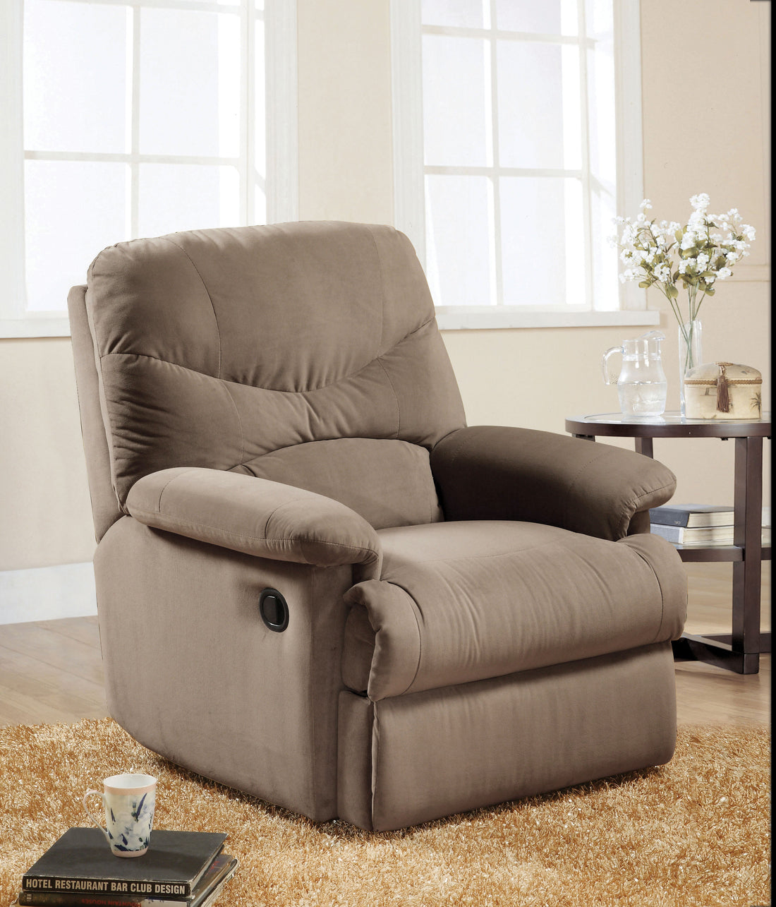Arcadia Light Brown Microfiber Motion Recliner Light Brown Microfiber