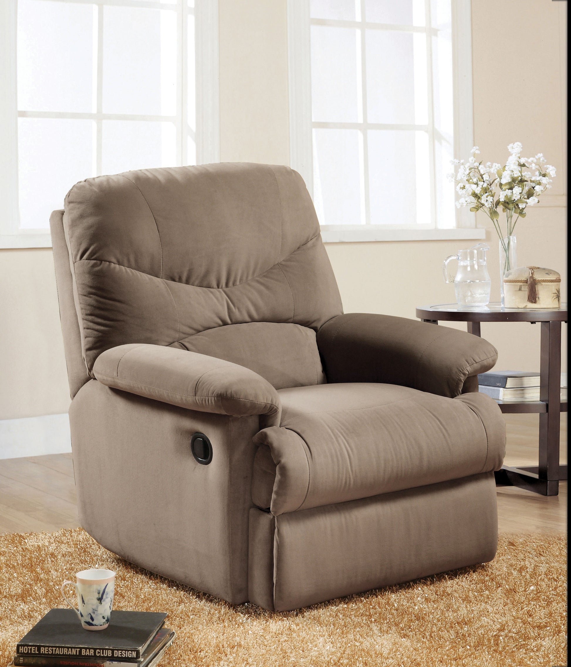 Arcadia Light Brown Microfiber Motion Recliner Light Brown Microfiber