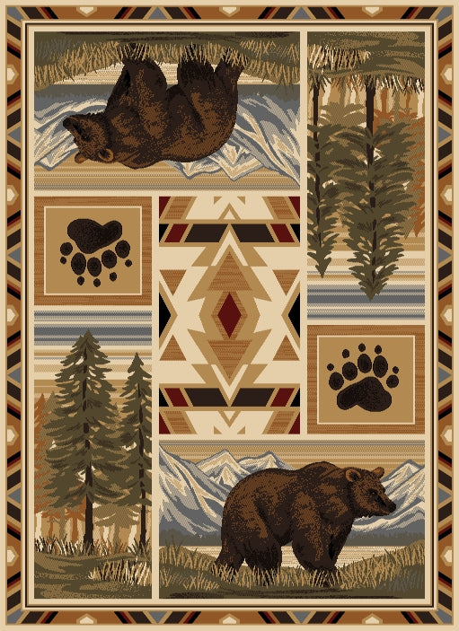 Woodland Gc Rst5301 Multi 5 Ft. 3 In. X 7 Ft. 3 In. Lodge Area Rug Cream Polypropylene