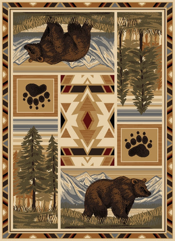 Woodland Gc Rst5301 Multi 7 Ft. 10 In. X 10 Ft. 3 In. Lodge Area Rug Cream Polypropylene