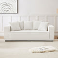 88.97'' Mid Century Modern Upholstered Sofa With 5 Matching Toss Pillows, Including Bottom Frame,Comfy Couches For Living Room, Bedroom, Apartment And Office.White White Corduroy 3 Seat