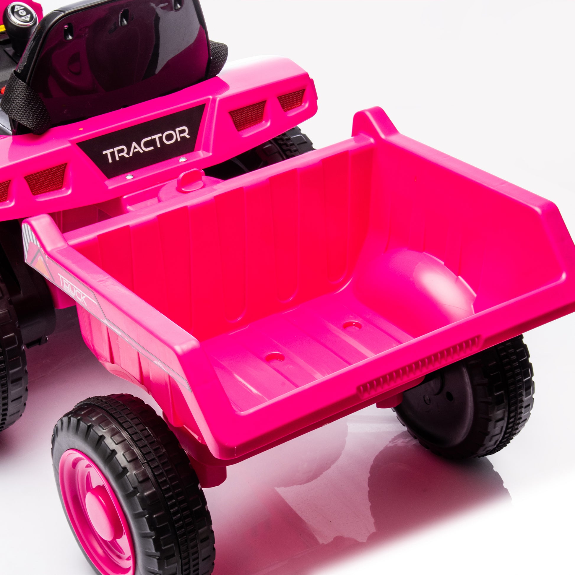 12V Kids Ride On Electric Tractor Black Knight,Kids Ride On Toy.2Wd,Non Skid Tires, Steering Wheel, Foot Pedal,With Removable Storage Tug,Light,Bluetooth,Music,Mp3,Usb,Power Display For Kids Aged 2 3. Rose Red 50 99 Lbs Polypropylene