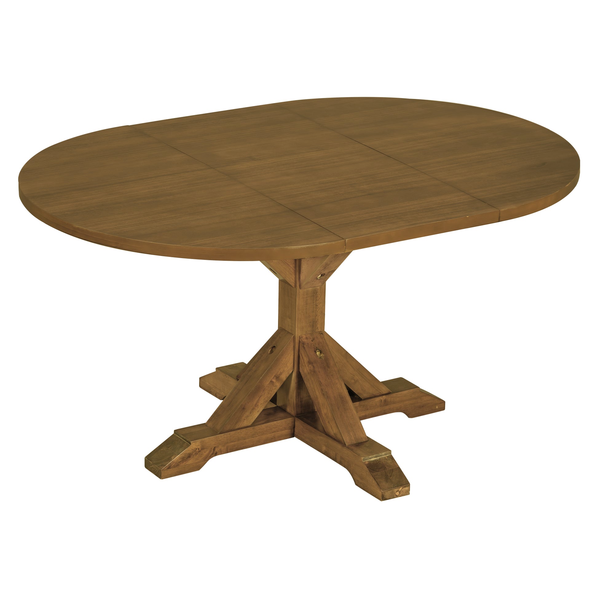 Farmhouse 6 Piece 60Inch Extendable Pedestal Dining Table Set With 18Inch Removable Leaf, 44Inch Bench And 4 Ladder Back Dining Chairs, Dark Brown Wood Dining Room Solid Wood Rubberwood Oval Dining Table With Bench Wood Wood Dark Brown Ladder Back Seats