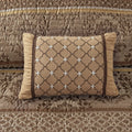 6 Piece Jacquard Quilt Set With Throw Pillows Brown Gold King Cal King King Brown Gold Cotton
