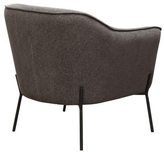 Polyester Upholstered Accent Chair With Splayed Metal Legs And Slope Armrests, Gray Grey Black Fabric Metal