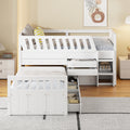 L Shaped Space Saving Twin Loft And Twin Platform Bed With 7 Drawers And Full Guardrails White Twin White Solid Wood