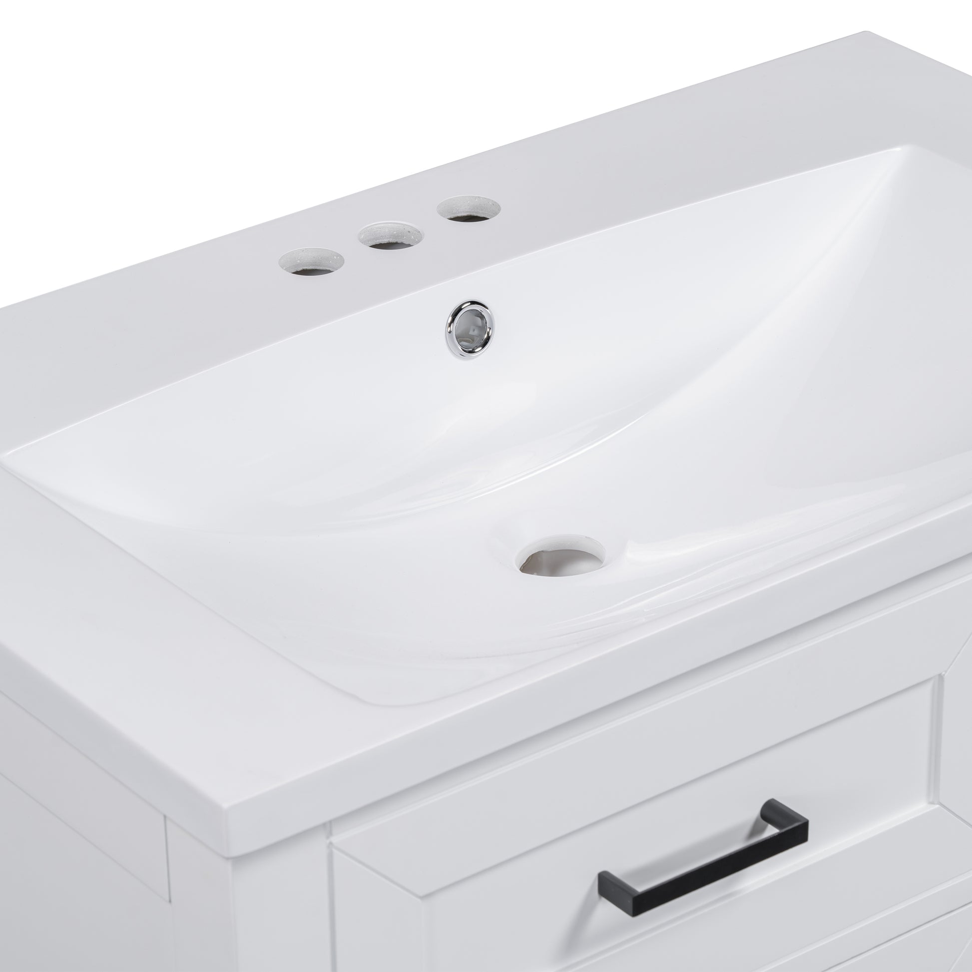 30" Bathroom Vanity With Sink Combo, White Bathroom Cabinet With Drawers, Solid Frame And Mdf Board Old Sku:N725S999222K White Solid Wood Mdf