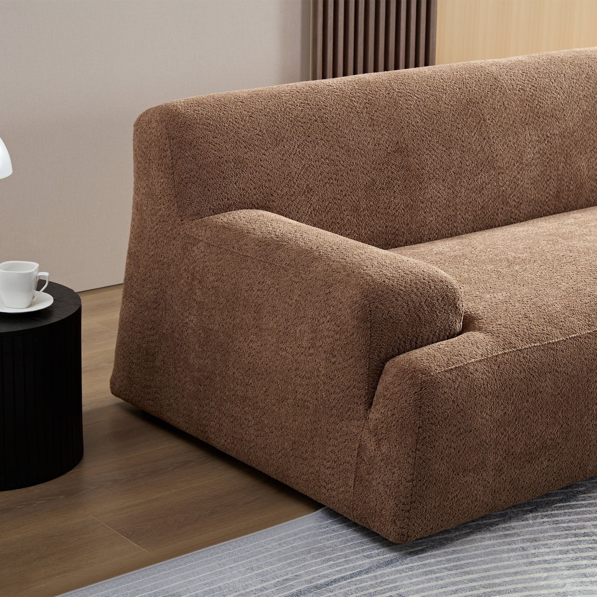 Wks9 Camel Sofa, Modern Simplicity, Durable Fabric, Solid Wood Frame, High Density Sponge Filler Camel Fabric 3 Seat