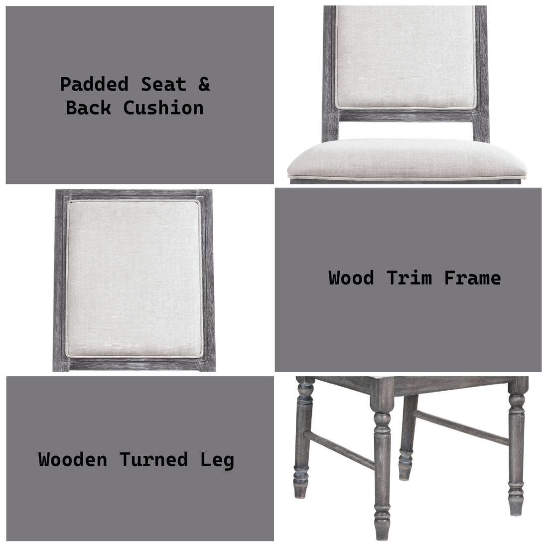 Leventis Cream Linen & Weathered Gray Finish Side Chair Cream,Gray Linen,Synthetic Wood