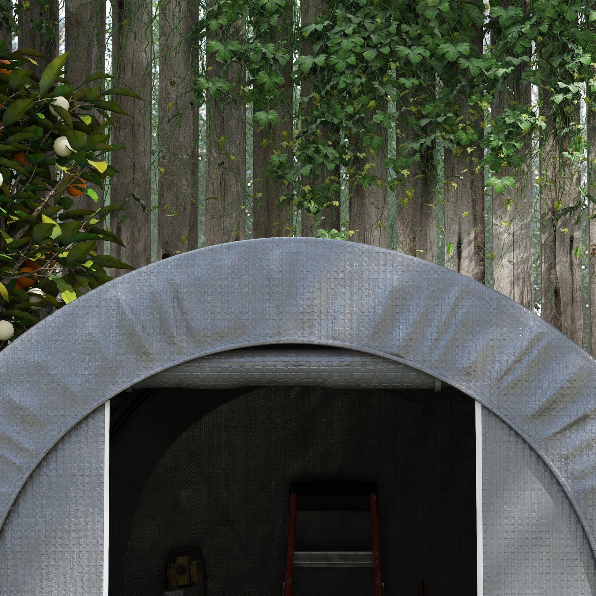 Outsunny 6' X 8' Garden Storage Tent, Heavy Duty Outdoor Shed, Waterproof Portable Shed Storage Shelter With Galvanized Metal Frame For Bike, Motorcycle, Garden Tools, Gray Dark Gray Metal