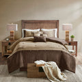 7 Piece Faux Suede Comforter Set Brown King King Brown Polyester