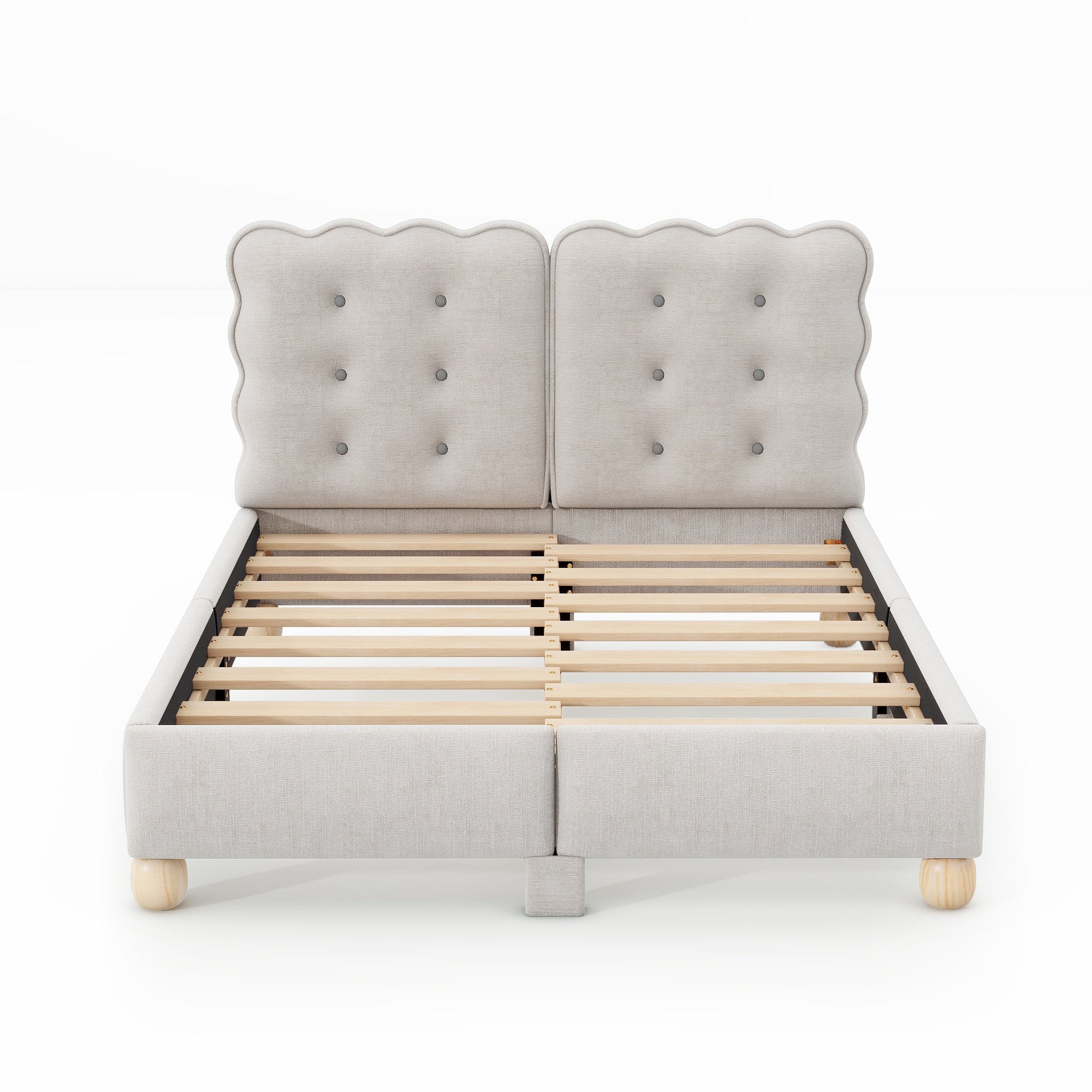 Full Size Upholstered Platform Bed With Support Legs,Beige Beige Upholstered
