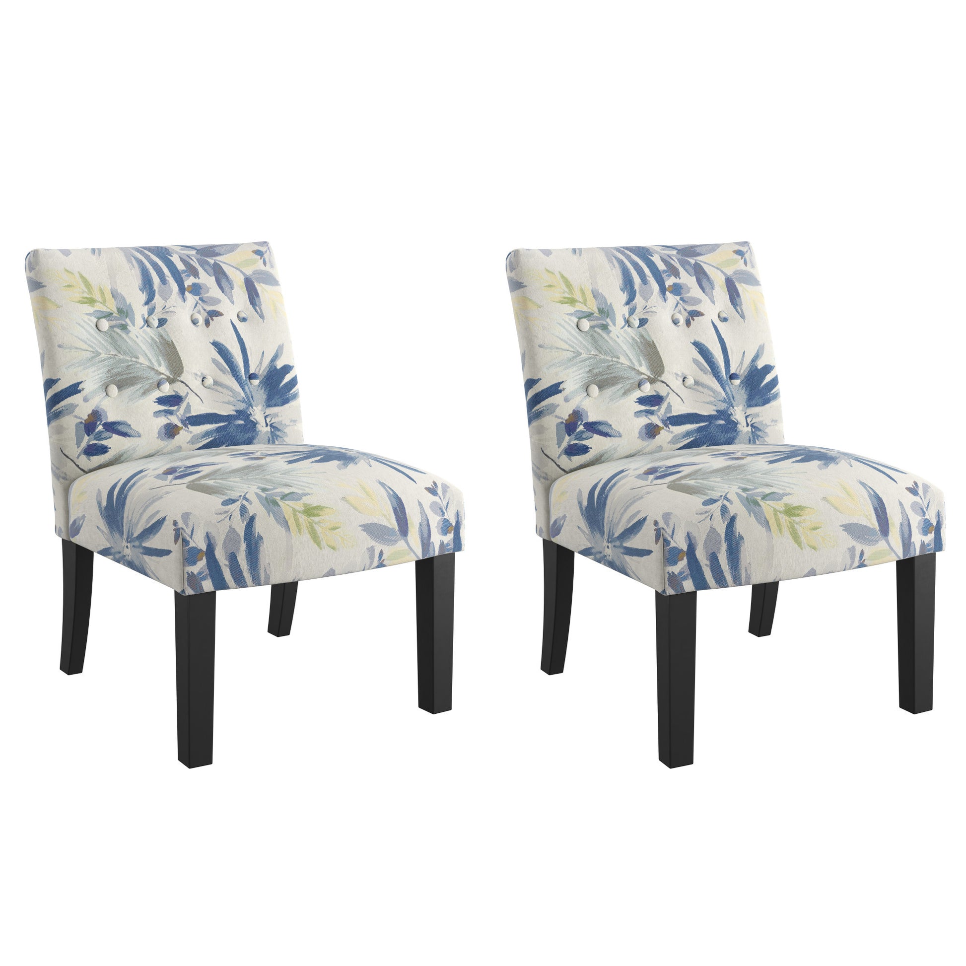 Verma Blue Floral Accent Chair Blue Foam Engineered Wood