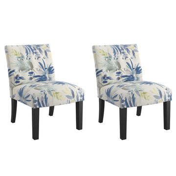 Verma Blue Floral Accent Chair Blue Foam Engineered Wood