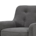 Kina 28 Inch Accent Chair, Gray Fabric, Button Tufted, Angled Wood Legs Gray Wood