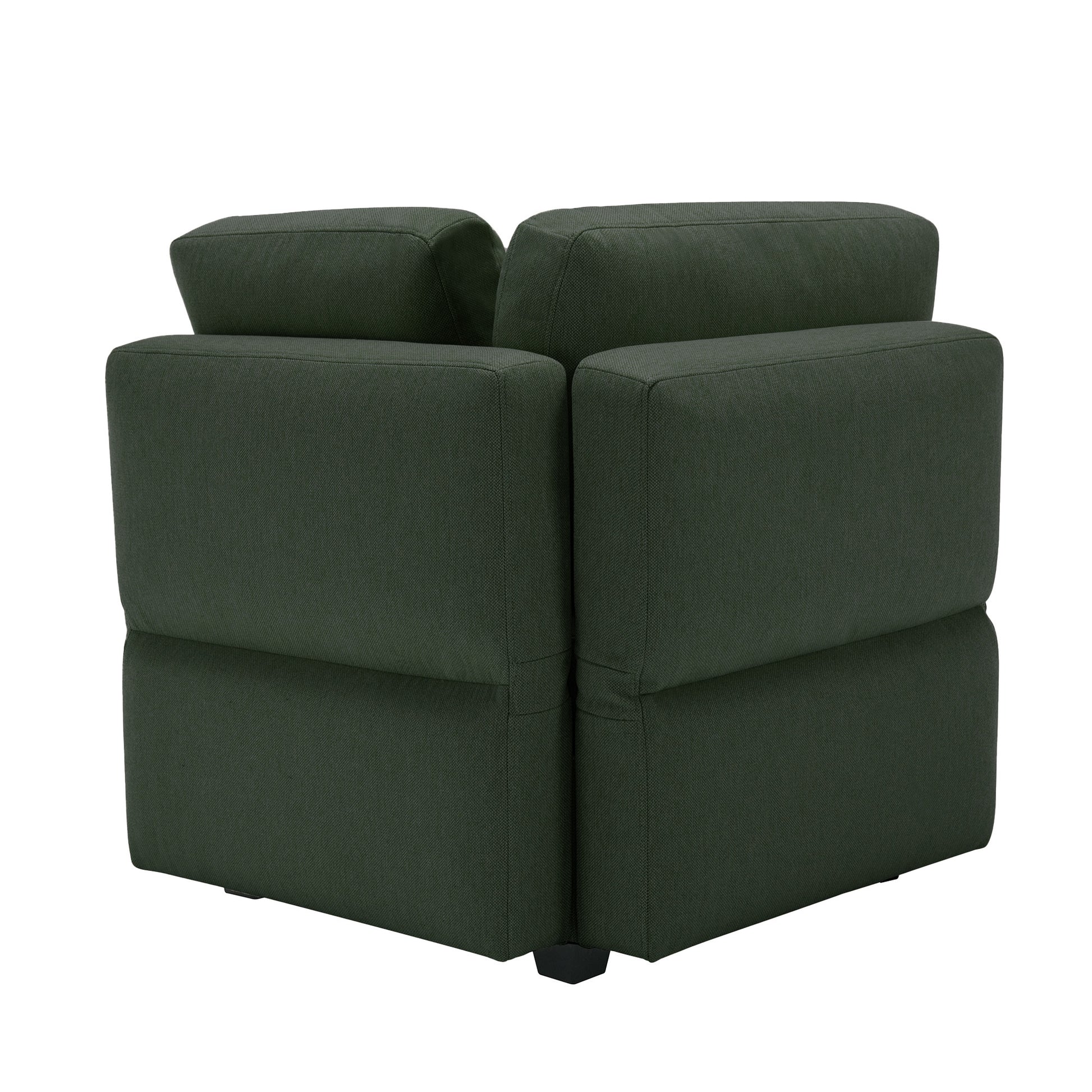 Contemporary Modern Chic Upholstered Fabric Sofa With Storage Seats And Storage Ottomans, 2 Seater Sofa Fabric Couch With Adjustable Arms And Backs For Living Room Green Green Polyester 2 Seat