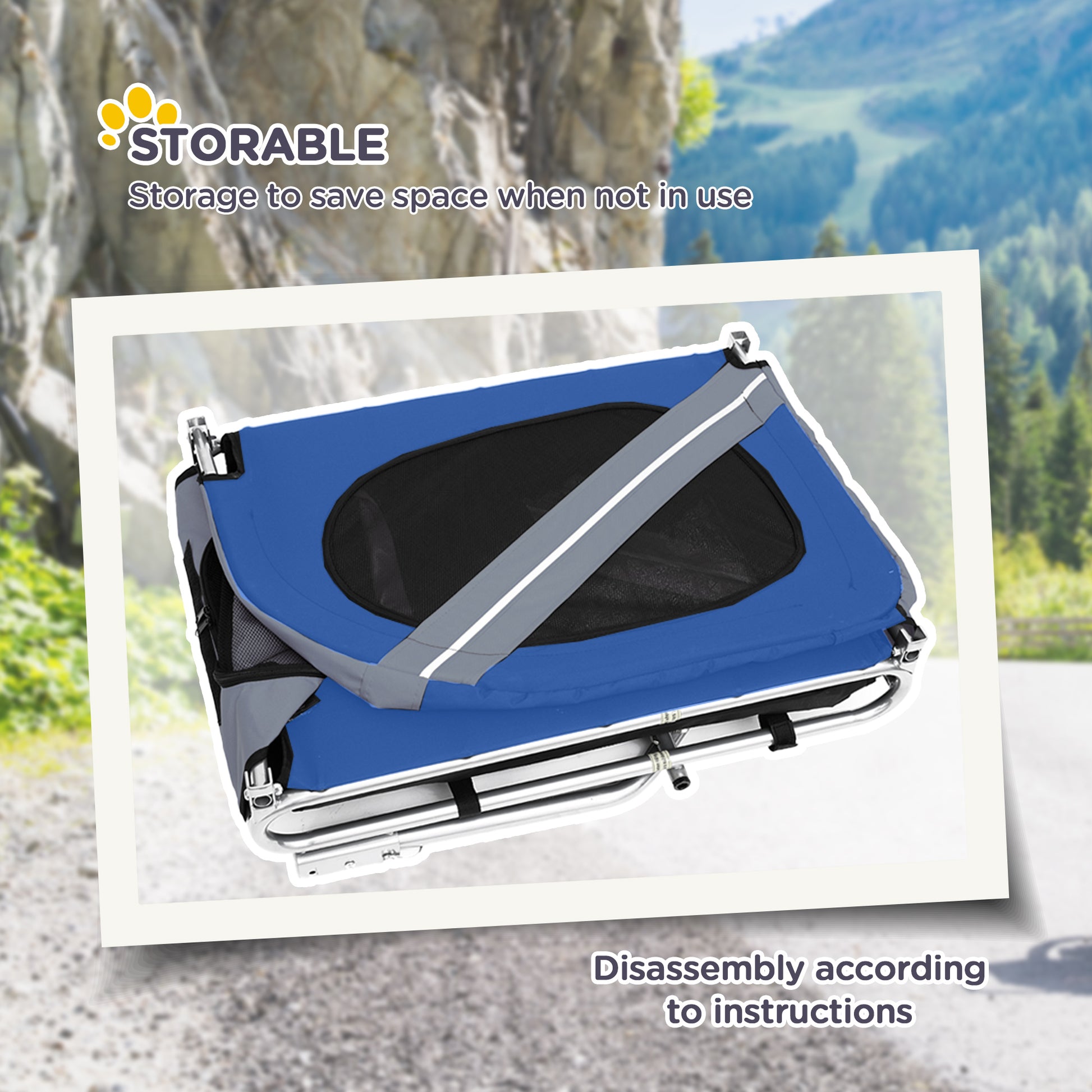 Aosom Dog Bike Trailer Pet Cart Bicycle Wagon Cargo Carrier Attachment For Travel With 3 Entrances Large Wheels For Off Road & Mesh Screen Light Blue White White Steel