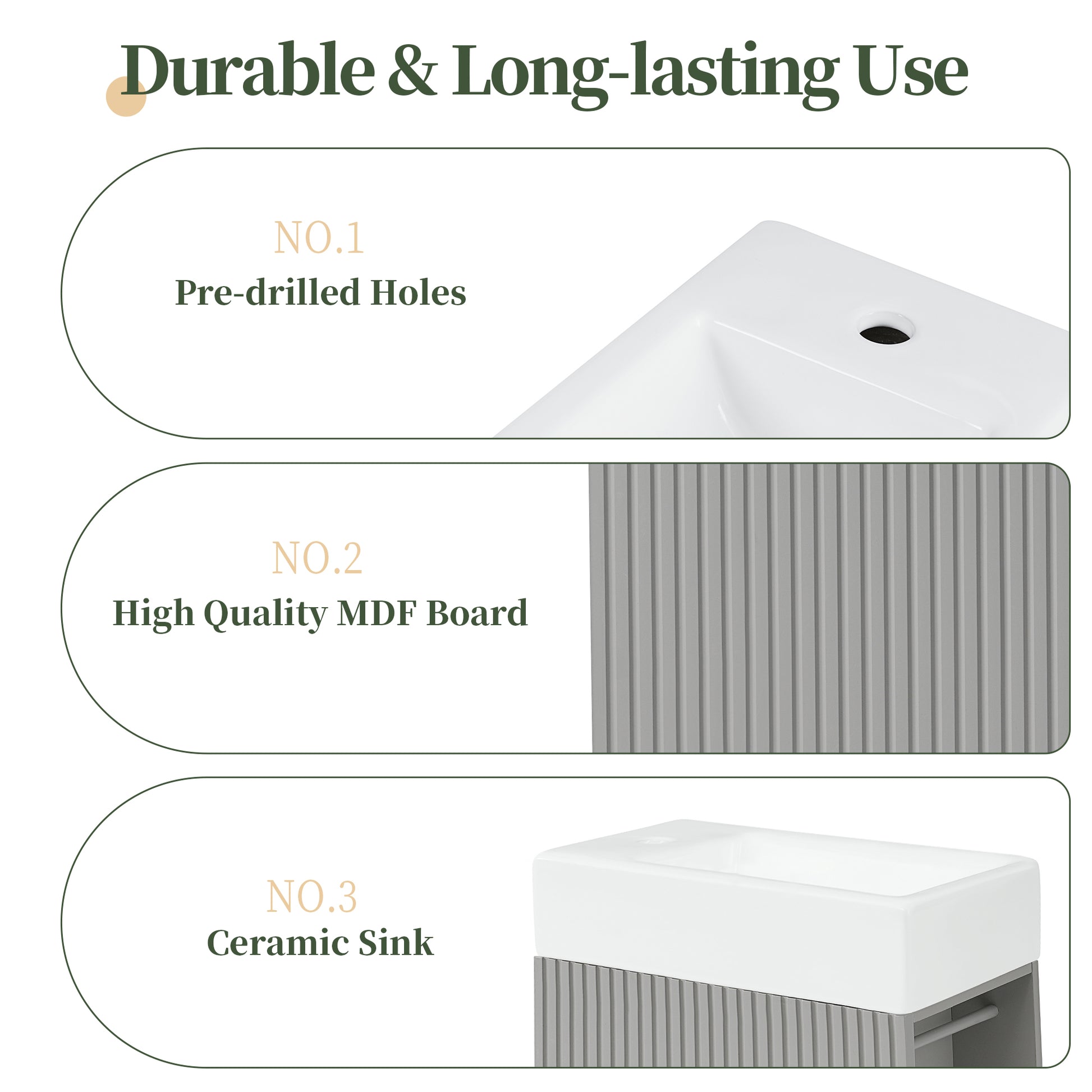 18.6" Bathroom Vanity With Sink, Bathroom Vanity Cabinet With Two Tier Shelf, Left Or Right Orientation, Grey Grey Mdf