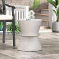 Outdoor Lightweight Concrete Side Table Antique White Magnesium Oxide