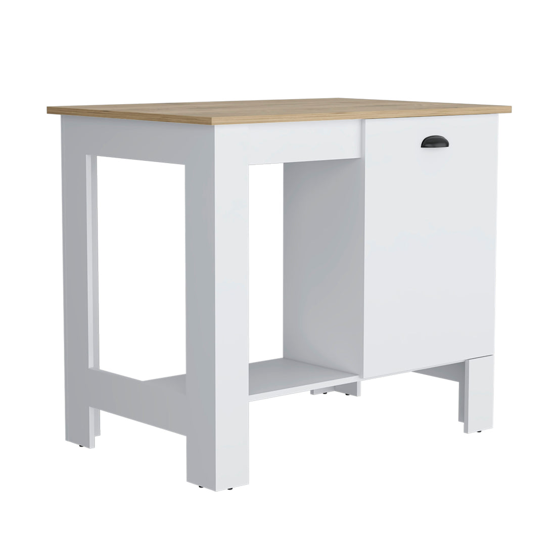 Atenea Kitchen Island, Single Door Cabinet, Shelf White Macadamia White Dining Room Modern Rectangular Stationary Kitchen Islands Particle Board Medium 40 55In