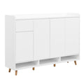 Sleek And Contemporary Shoe Cabinet With Adjustable Shelves, Minimalist Home Organizer With Solid Wood Legs, Storage Sideboard For Entryway, Living Room, White White Primary Living Space Particle Board