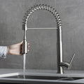 Dax Single Handle Pull Down Kitchen Faucet Brushed Finish Steel Gray Stainless Steel