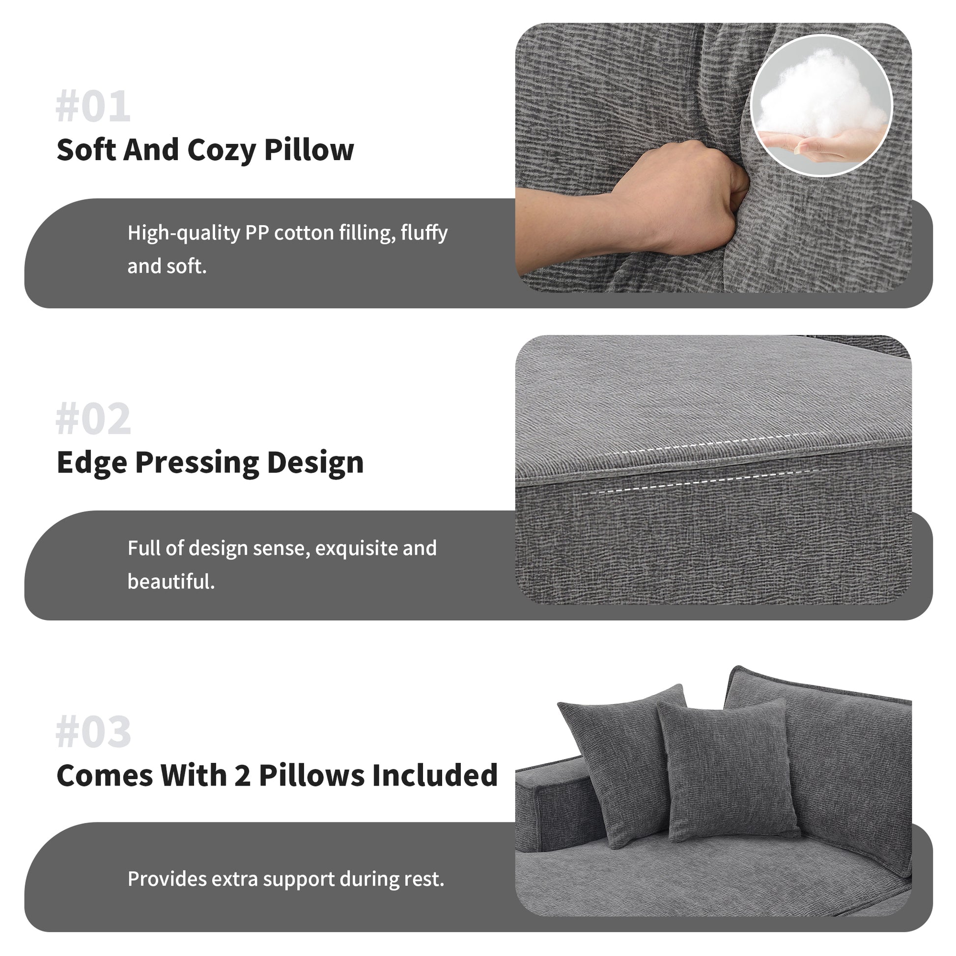 9587G Package Gray Chenille 1 Seat