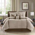 7 Piece Micro Corduroy Comforter Set Taupe King King Taupe Polyester