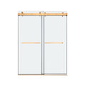 68'' 72'' W X 76'' H Double Sliding Frameless Shower Door With 3 8 Inch 10Mm Clear Glass In Brushed Gold Brushed Gold Stainless Steel