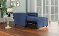 3 In 1 Convertible Sleeper Chair With Adjustable Backrest, Lounger Chair Turns Into Bed, Single Bed For Living Room, Velvet, Ink Blue Blue Velvet