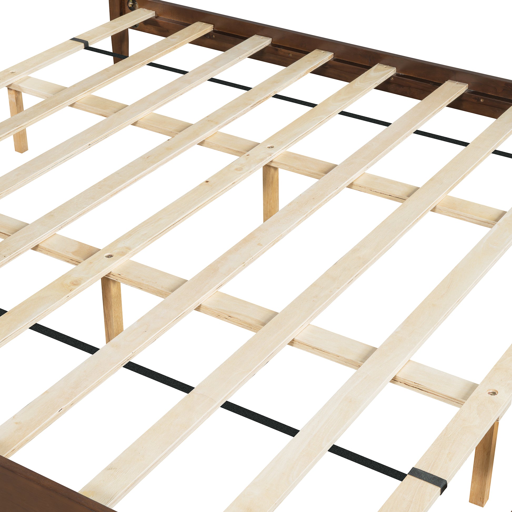 Mid Century Modern Platform Bed Wood Slat Support With No Box Spring Needed,King Walnut Box Spring Not Required King Walnut Wood Bedroom Mid Century Modern Bed Frame Wood