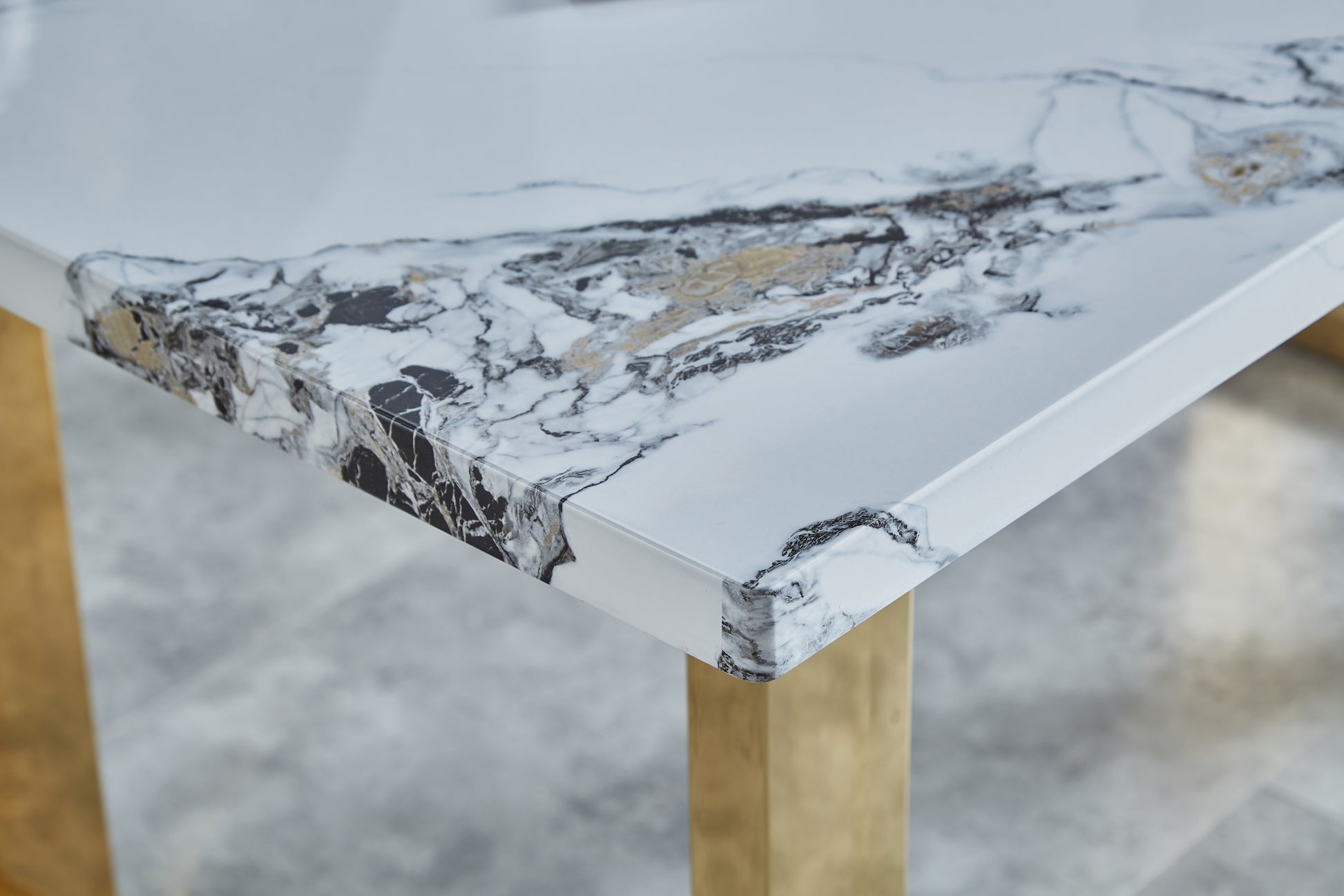 Luxurious Faux Marble Mdf Dinning Table For 6 Or 8, Rectangular 63"L*35.4"W*29.8"H, Thick And Solid Stainless Steel Legs Modern, Sturdy And Du Rable, Easy To Assemble For Kitchen Living Room Meeting White Gray Seats 6 Ergonomic Kitchen