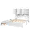 Queen Size Platform Bed With Storage Headboard And 4 Drawers, White Box Spring Not Required Queen White Wood Bedroom Bed Frame Solid Wood Mdf