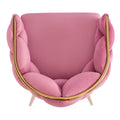 Luxury Handmade Accent Chair With Gold Legs, Modern Velvet Armchair For Living Room And Bedroom Pink Foam Velvet