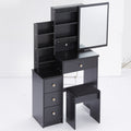 Small Size Left Bedside Cabinet Vanity Table Cushioned Stool, Extra Large Sliding Mirror, Multi Layer, High Capacity Storage Fashionable Dresser, Suitable For Small Space, Epa,Gcc,Ul Certificate