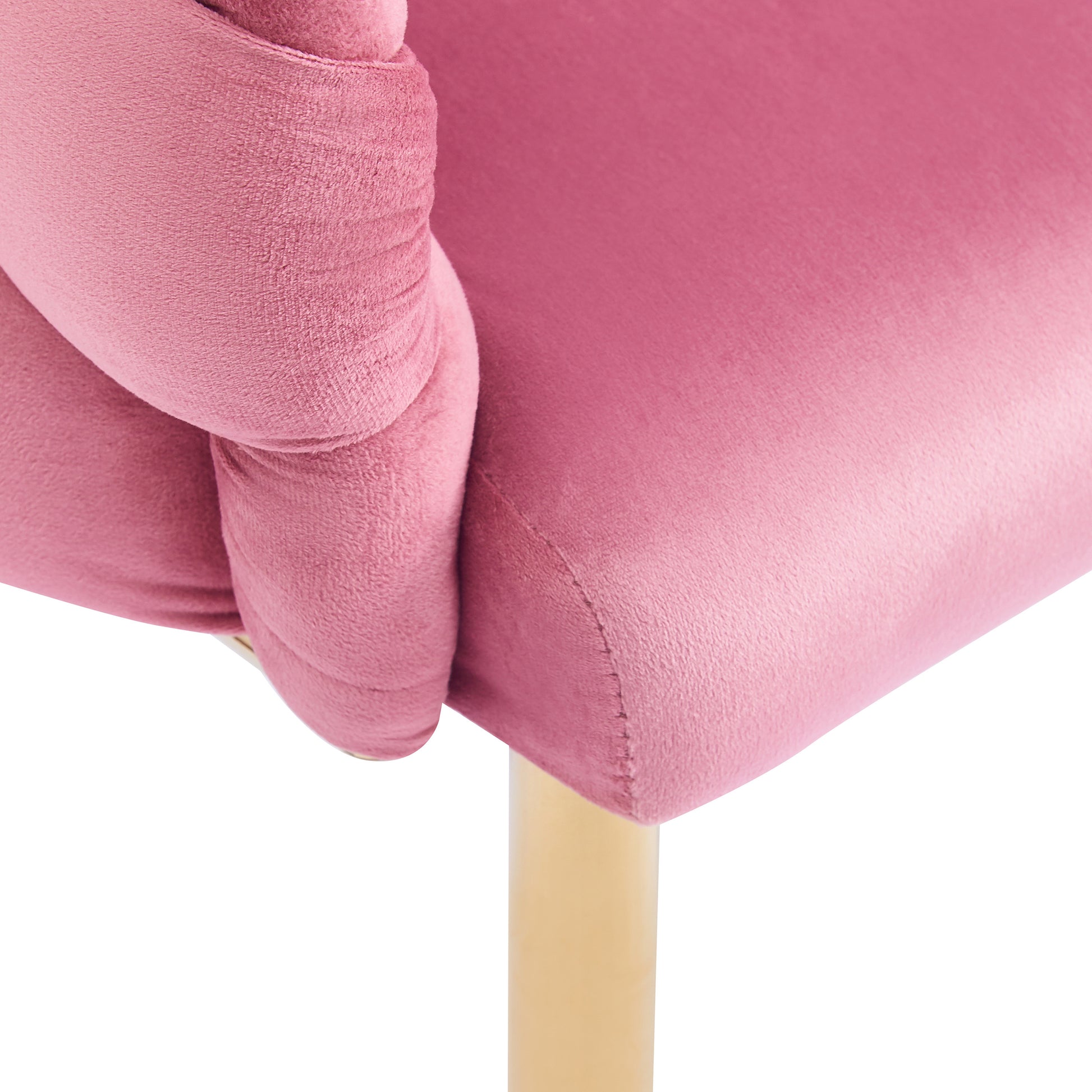 Luxury Handmade Accent Chair With Gold Legs, Modern Velvet Armchair For Living Room And Bedroom Pink Foam Velvet