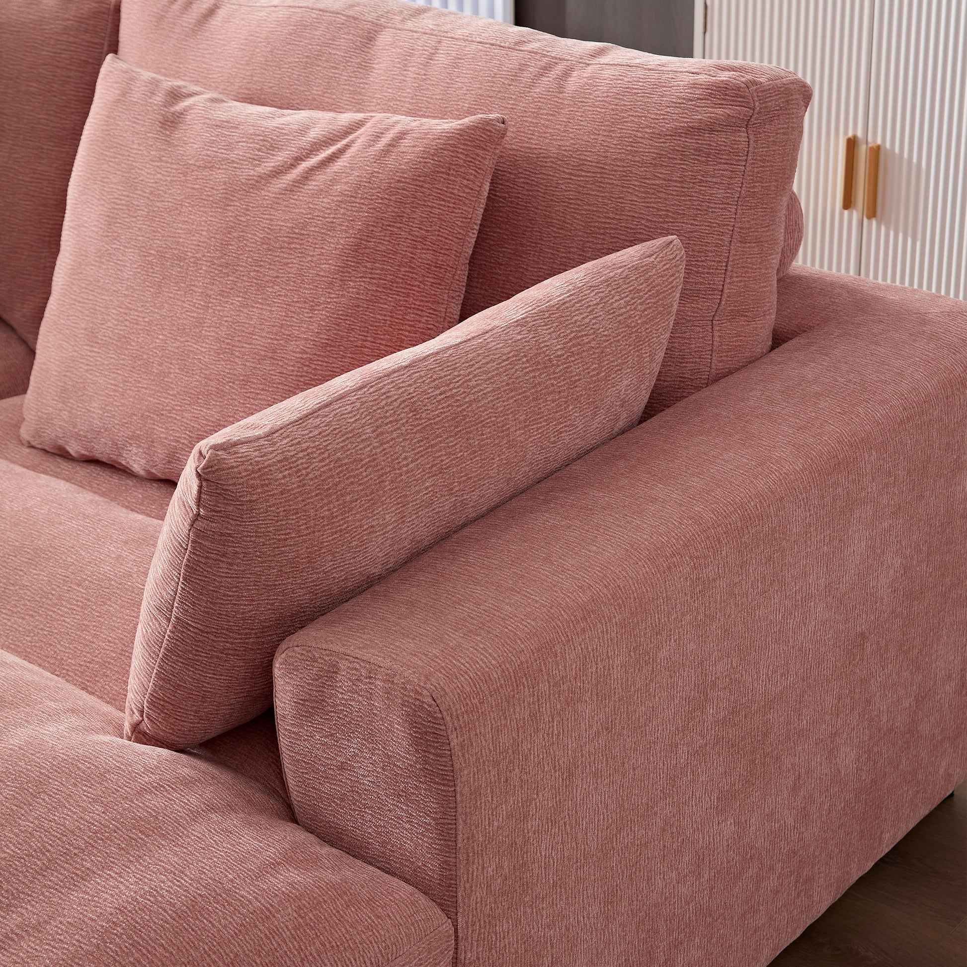 89.76 Inch Double Sleeper Sofa Cloud Couch Soft Fluffy Fabric Upholstery With Square Armrests,Comfor Daybed With Over Wide Sofa Bed,Modern Beanbag For Living Room Apartment,Pink Pink Fabric 2 Seat
