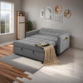 Stylish Grey Pull Out Sofa Bed With Woven Polyester Fabric & Solid Wood Frame Gray Polyester 2 Seat