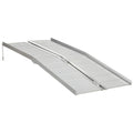 Homcom Textured Aluminum Folding Wheelchair Handicap Ramp, 6' Silver Aluminum