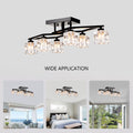 6 Light Crystal Ceiling Light For Dining Room, Modern Ceiling Lamp With Light Fixture For Farmhouse Entryway Living Room 6*G9 Bulbs Included Matte Black Ceiling Lights American