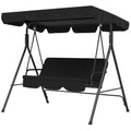 Outsunny 3 Seat Outdoor Patio Swing Chair With Removable Cushion, Steel Frame Stand And Adjustable Tilt Canopy For Patio, Garden, Poolside, Balcony, Backyard, Black 2 Black Steel