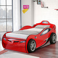 Coupe Twin Race Car Bed W Trundle, Red Red Particle Board