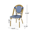 French Bistro Chair White Blue Rattan