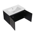 30'' Floating Wall Mounted Bathroom Vanity With Ceramics Sink & Soft Close Cabinet Door, Kd Package Black Bathroom Modern Plywood