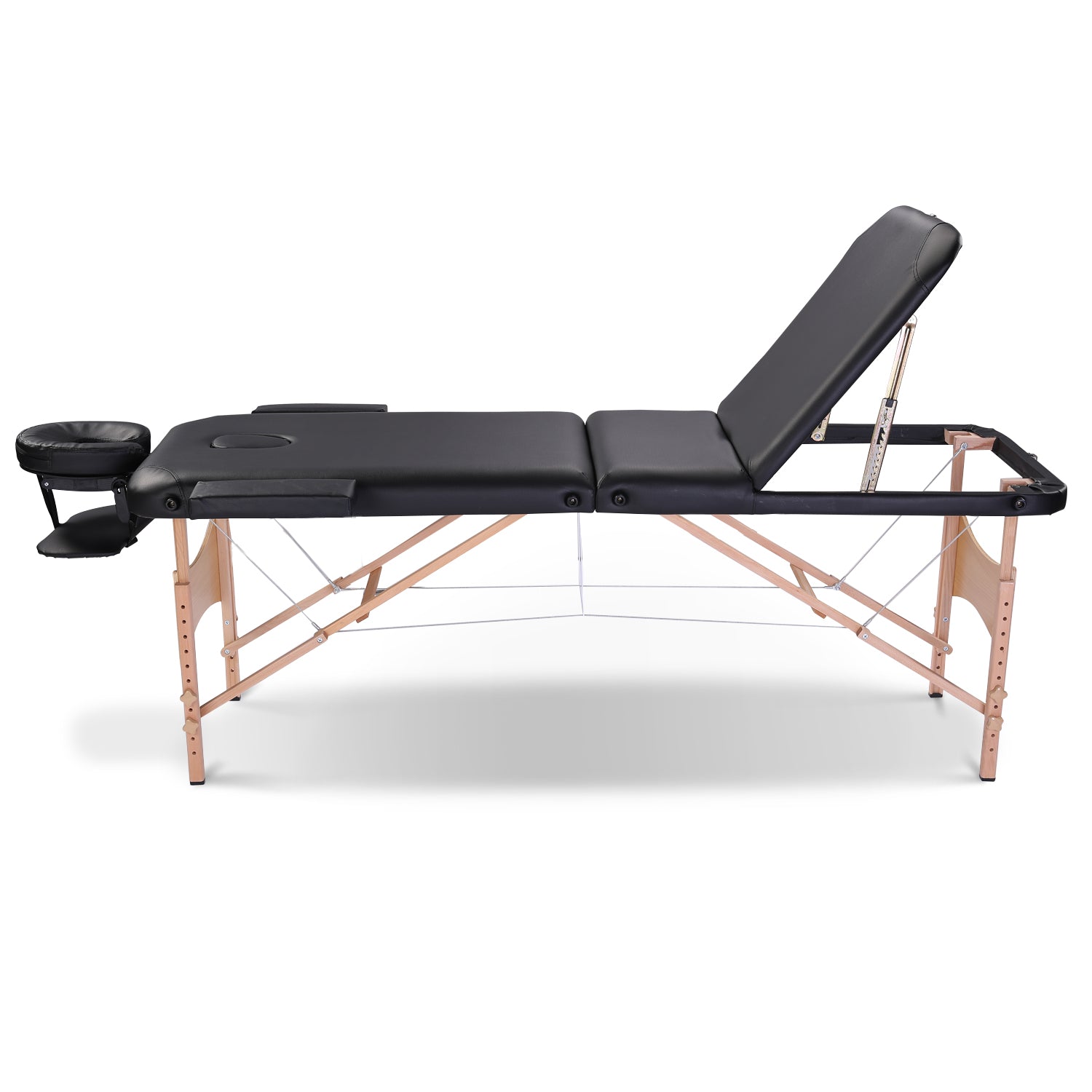 Massage Table Portable Massage Bed Lash Bed With Carrying Case Spa Table Height Adjustable, Salon Bed Face Cradle Bed Black Faux Leather