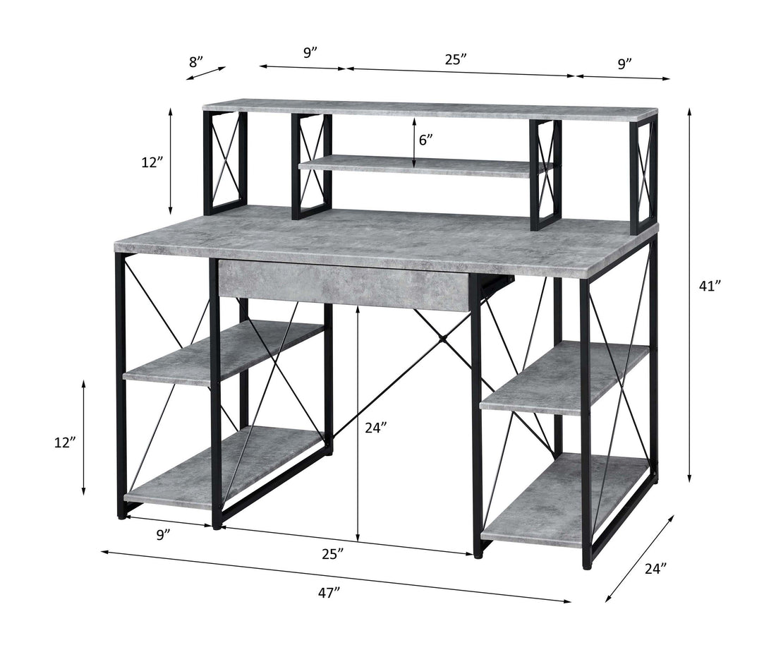 Amiel All Purpose Gray Finish Writing Desk Gray Synthetic Wood