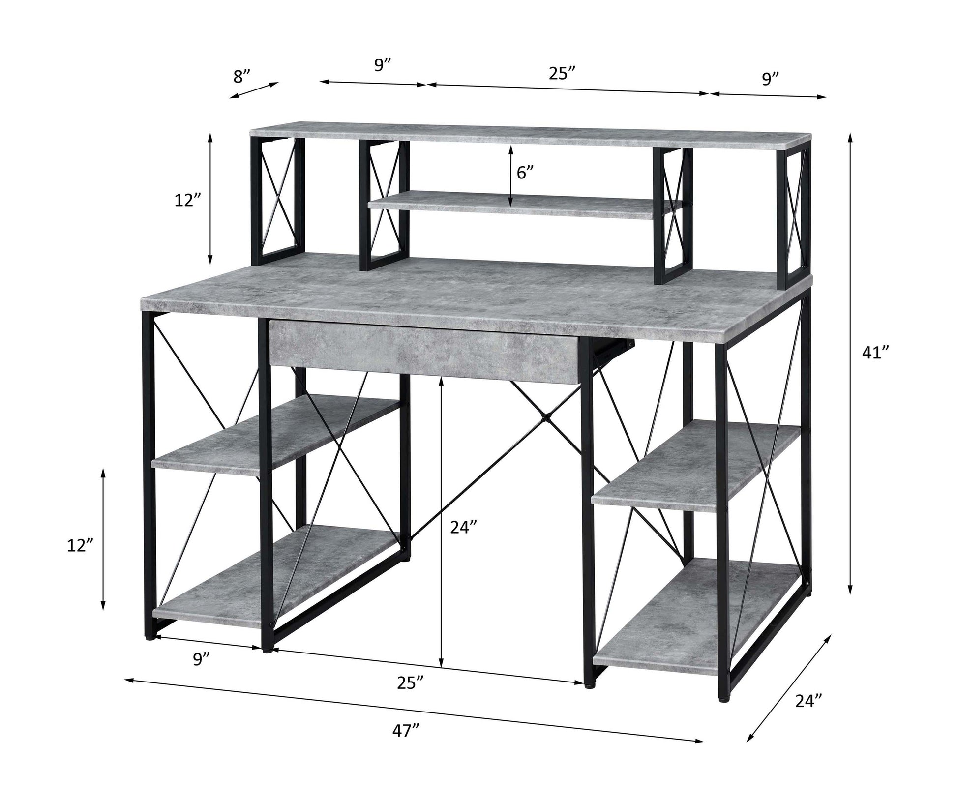Amiel All Purpose Gray Finish Writing Desk Gray Synthetic Wood