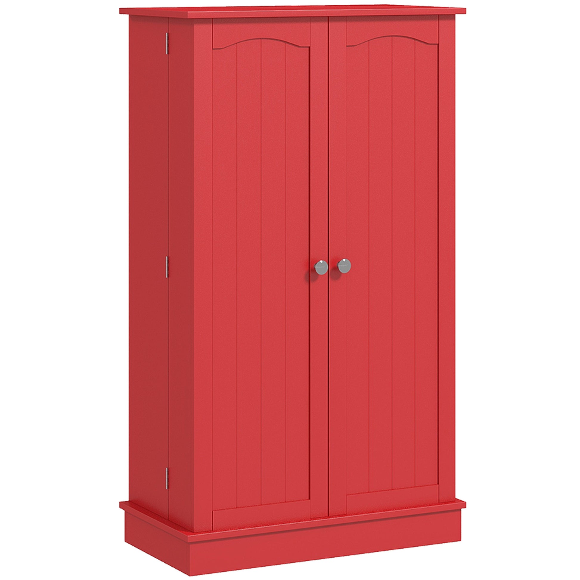 Homcom 41" Kitchen Pantry Storage Cabinet, Freestanding Kitchen Cabinet With 12 Door Shelves, Double Doors, 5 Tier Shelving And Adjustable Shelves, Red Red Mdf