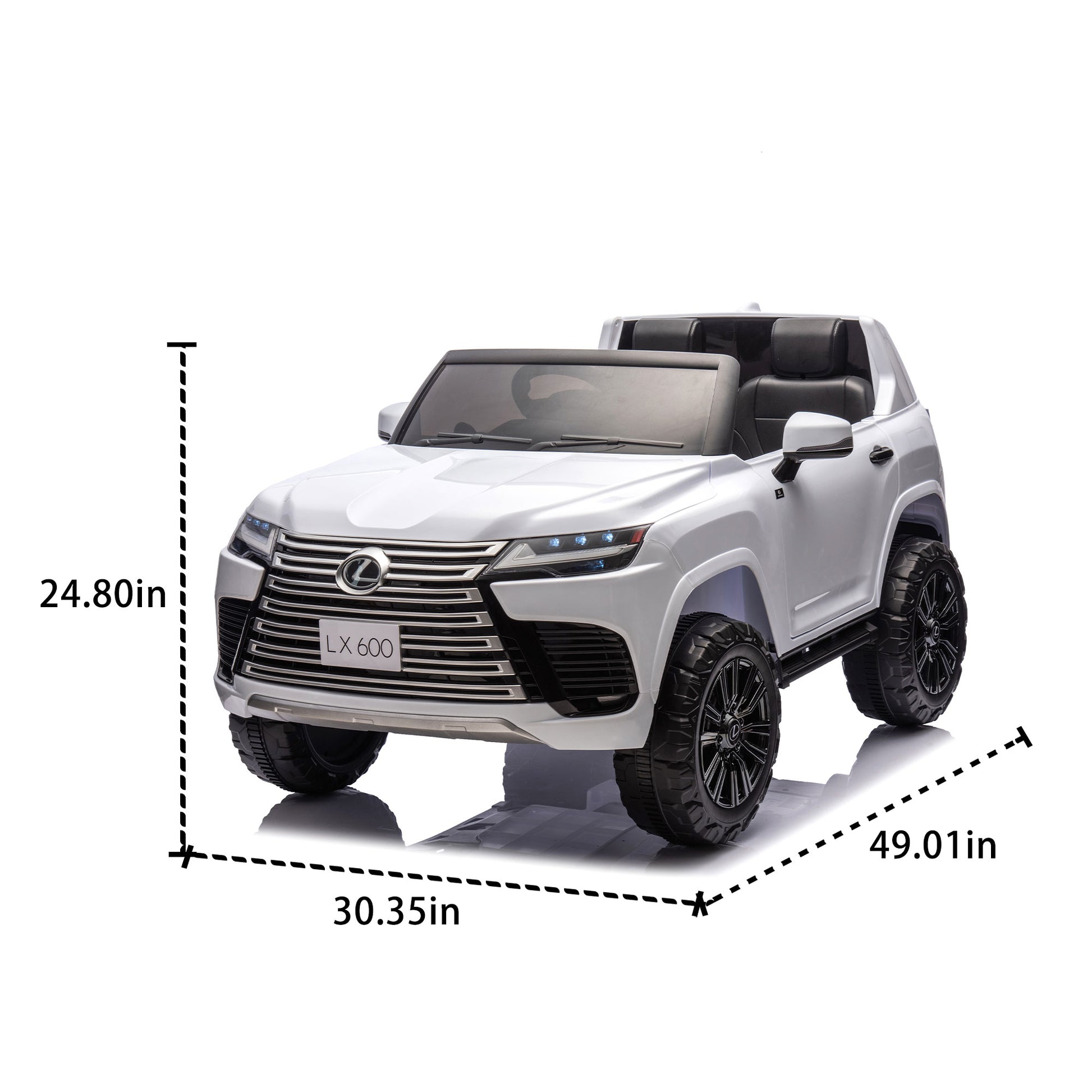 Licensed Lexus Lx600 24V Two Seater Kids Ride On Car W Parents Control,Seat Width 20 Inches,2Wd,Four Wheel Suspension,Bluetooth,Mp3,Music,Adjustable Volume,Power Display,Speeds 1.86 3.11Mph For Kids. White Polypropylene