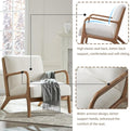 Living Room Accent Arms Bedroom,Office,Apartment, Reading Chair, Single, Linen Fabric White 2 White Wood